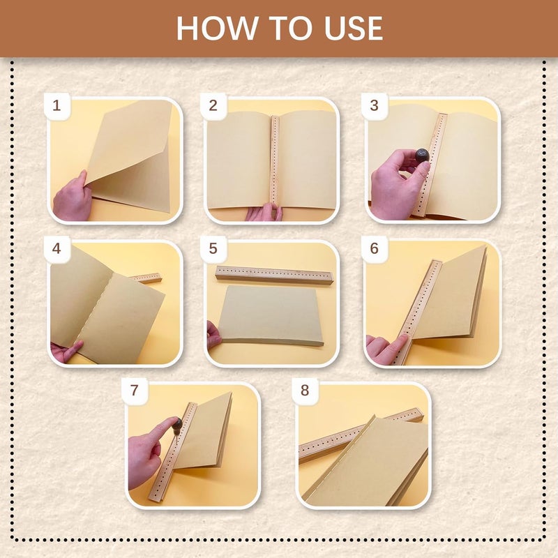 GeryVtee Bamboo Book Binding Cradle with 2 Awls Wood Bookbinding Punching Cradle with Piercing Guide Portable Book Binding Tools Book Binding Kits Bookbinding Supplies for Book DIY Crafts (Style C) - Image 4